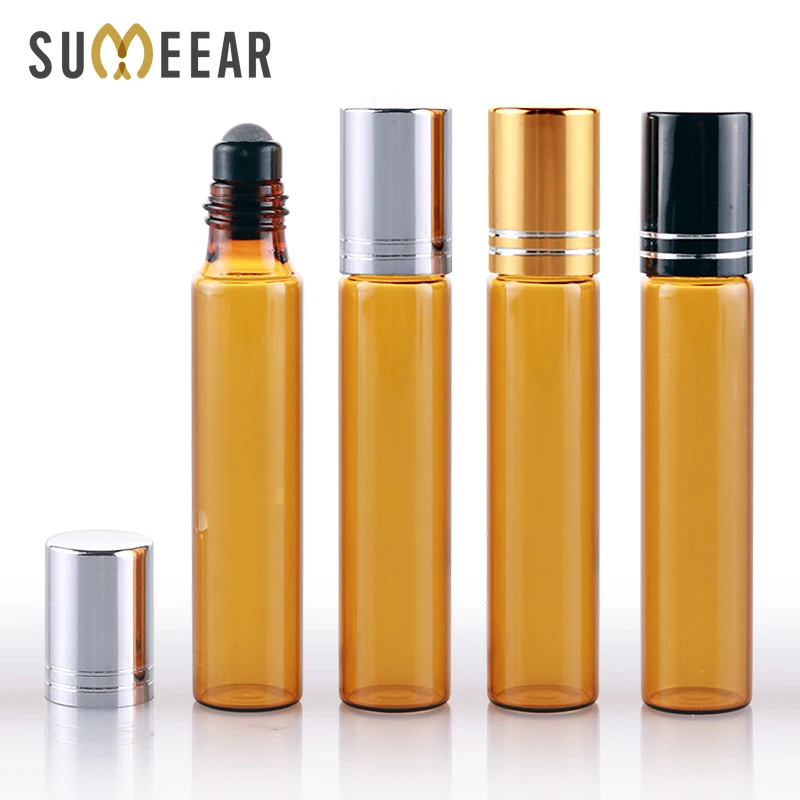 10ml Mini Brown glass Aluminum Cap perfume bottle Refillable Perfume Bottle Portable Essential Oils Bottle 100Pieces/Lot high precision horizontal bead universal horizontal bubble portable level bubble 100pieces lot size 15 8mm