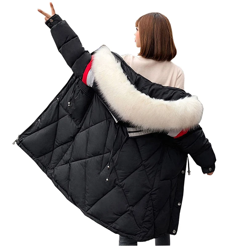 ##BUY 2019 Down cotton jacket Women Winter Parkas Fashion Thicken Hooded Coat Students Fur collar Cotton padded jacket Plus size A2900