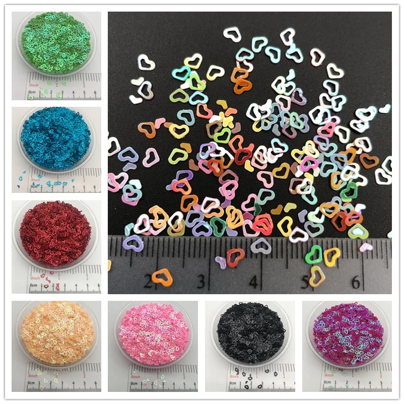 Пайетки пустотелые из ПВХ в форме сердца 20 г 3 мм|loose sequins|sequin paillettesequin loose |