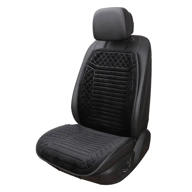 black B front 1pcs 1 шт. сиденье 12 в зимнее автомобильное сиденье с электроподогревом автомобильное короткое плюшевое одно и двойное автомобильное сиденье Подушка отопления и тепла - Название цвета: black B front 1pcs
