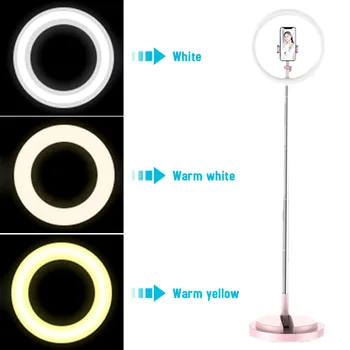 

Selfie Ring Light lamp with Adjustable Fold Stand 3 Modes 128 LED Ring Light with Phone Holder for Vlogs Live Stream YouTube