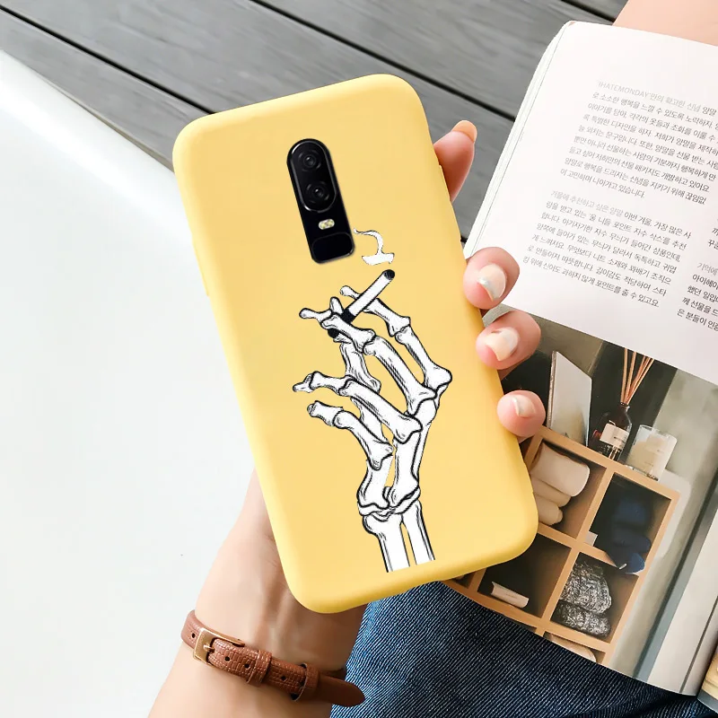 mobile pouch for running For OnePlus 6 Case Cartoon Cute Pattern Soft Silicone TPU Painted Matte Shockproof Mobile Phone Protection Cover flip cover Cases & Covers