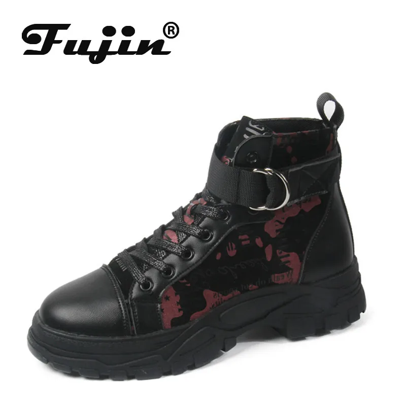 

Fujin Women Boots Ankle Platform 2019 New Autumn Shoes Round Toe Wool Winter Booties Stretch Boots Quality Women Winter Shoes