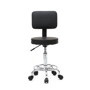 

Round Shape Adjustable Salon Stool with Back Black