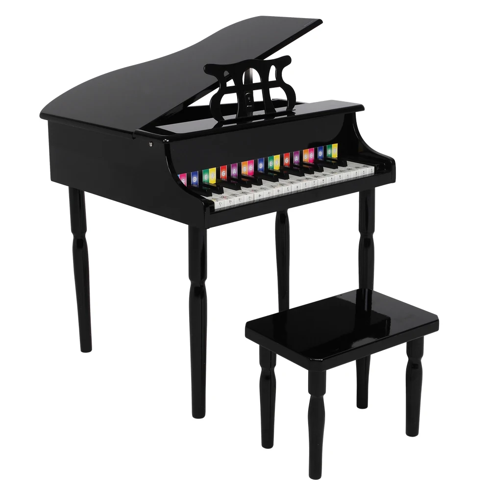 

Wooden Toys: 30-key Children's Wooden Piano Four Feet with Music Stand, Mechanical Sound Quality Black