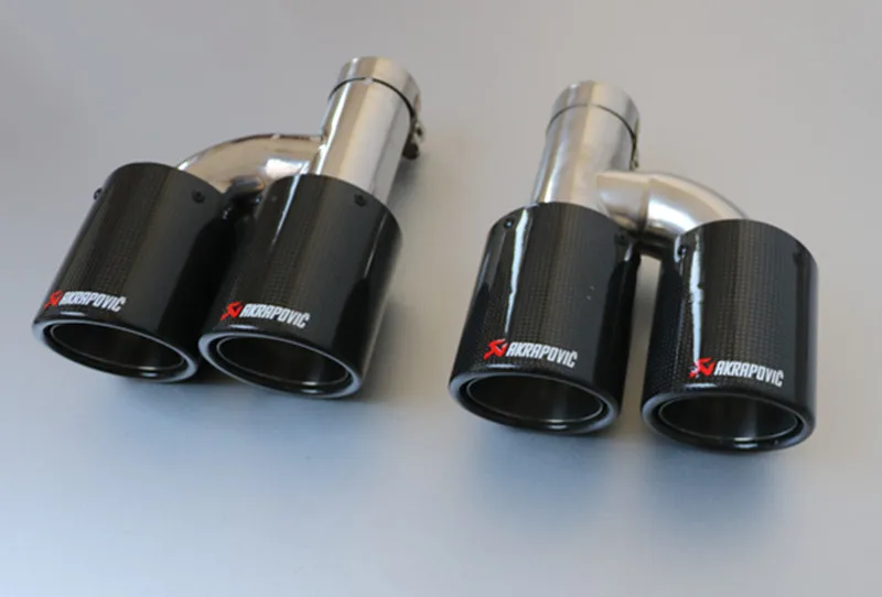 Left+Right) Dual Exhaust Tip for AKRAPOVIC AK carbon fiber tail tip universal quad exhaust pipe tail tip