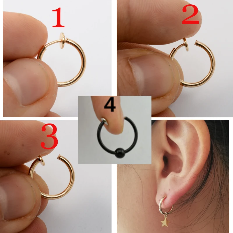 Stainless Steel Retractable Clip On Earring Without Pierced Fake Hoop Earring for Women Men No Ear Holes Ear Cuffs Earings Clips hoop earrings ear clip earrings clip earrings ear clip ear accessories