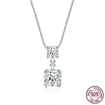 

Dazzling Luxury Necklace for Women Genuine 925 Sterling Silver Clear CZ Statement Jewelry 45CM for Wedding BSN138
