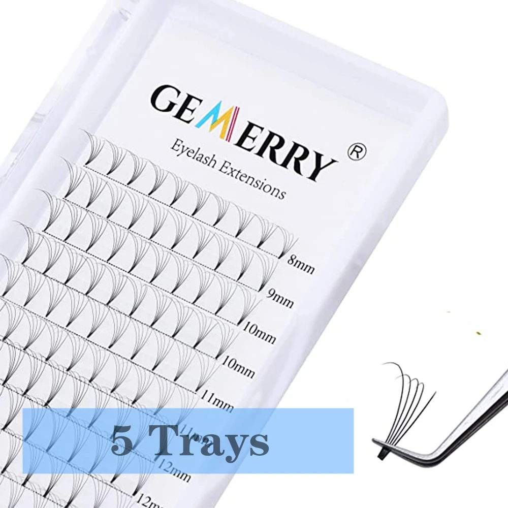 

5 Trays Premade Volume Fans Eyelash Extension Short Stem Faux Mink False Eyelashes Ready-Made Lash Clusters Makeup Supplies