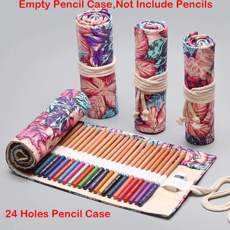 24 Holes Empty Penal Милый Кот рулон уголовного для школьный пенал большой 12/24/36/48/72 Отверстия пенал для мальчиков и девочек, заправляемая ручка канцелярских принадлежностей для наказания - Цвет: 24 Holes Empty Penal