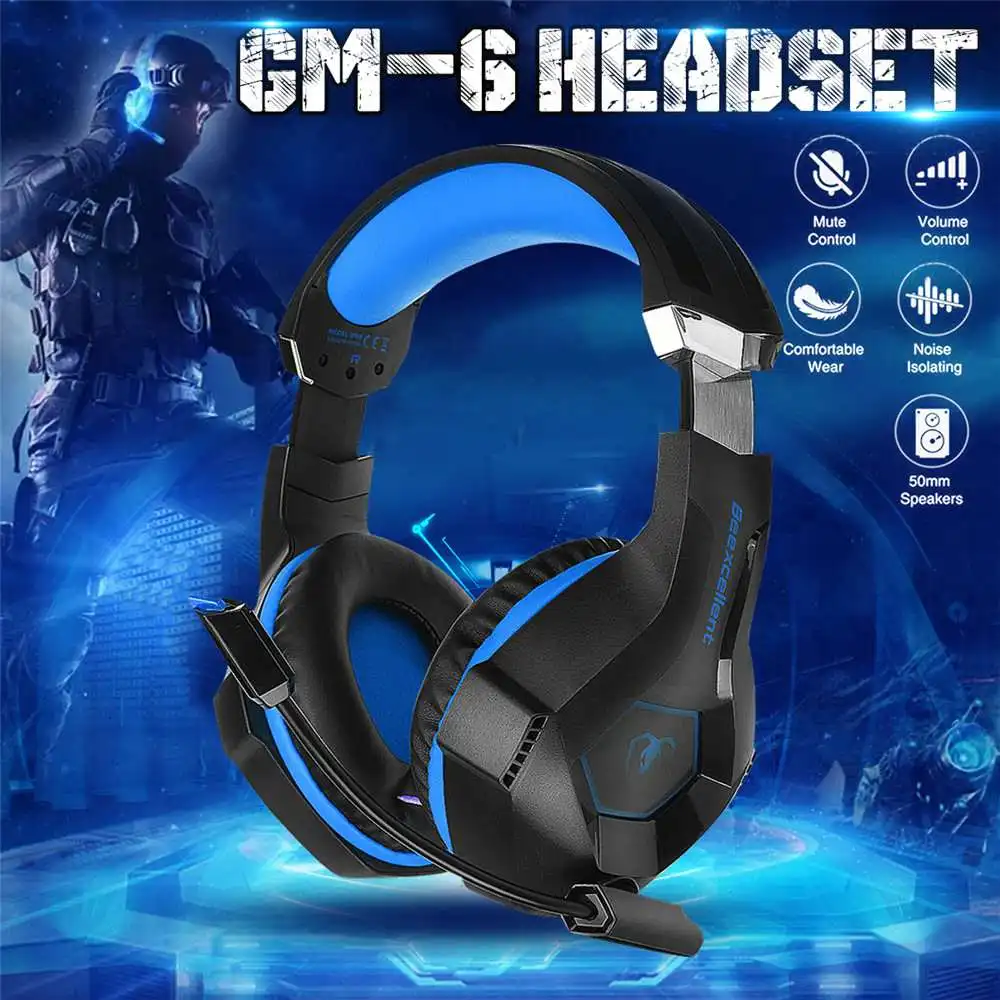

Upgrade Gaming Headset Game Headphone GM-6 Wired RGB LED Shocking Bass Headphone with Microphone Headset for PS3 PS4 Xbox-1 PC