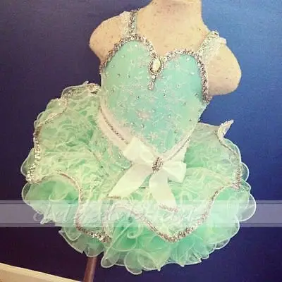 Mooie Mint Green Cupcake Peuter/Baby Glitz Pageant Jurk Baby Meisjes Formele Mooie Mint Green Cupcake Peuter/Baby Glitz Pageant Jurk Baby Meisjes Formele