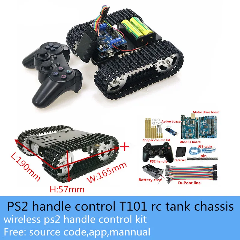 Беспроводной PS2 ручка управления T101 металлический умный RC робот комплект шасси
