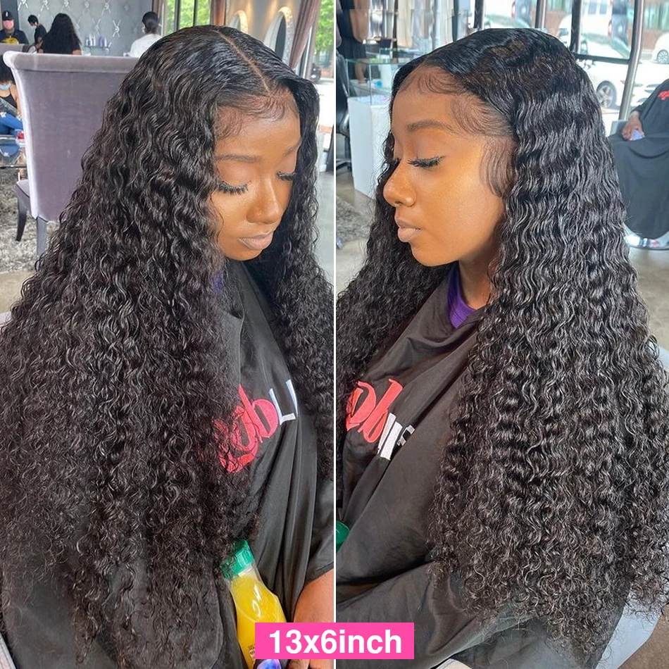 Brazilian Deep Wave 360 Lace Front Human Hair Wig For Women 13x6 13x4 Lace Frontal Wigs Glueless Deep Curly 4x4 Closure Wig 180%