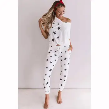 

2020 New Europe and America Women's Home Clothes Two Piece Set Summer Fashion Star Print Pants