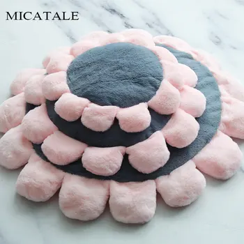 

MICATALE Soft Dog Bed Mat Flowear Fleece Winter Warm Cat Beds Puppy Cushion Mat Flower Pet Puppy Beds Dogs Round Floor Carpet