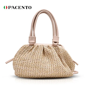 

Pacento New Summer Special Design Hobos Straw Weave Cloud Bag for Women Handbag Fashion Shoulder Beach Vacation Crossbody Bag