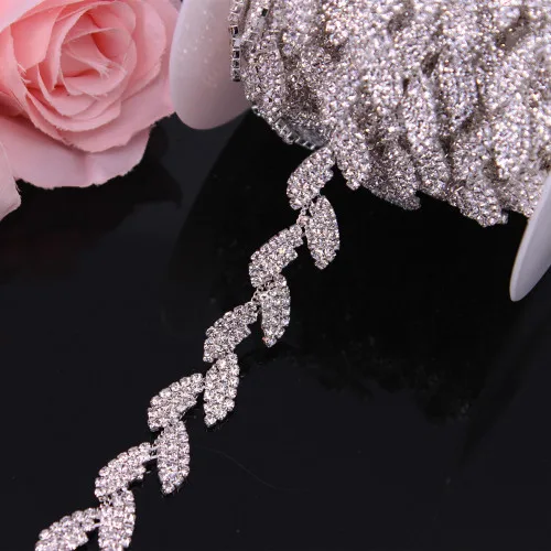 Trimming Applique 7 1 ярд, розовое золото, стразы, отделка, цепочка для свадебного платья, декоративная цепочка с кристаллами - Цвет: Trimming Applique 7