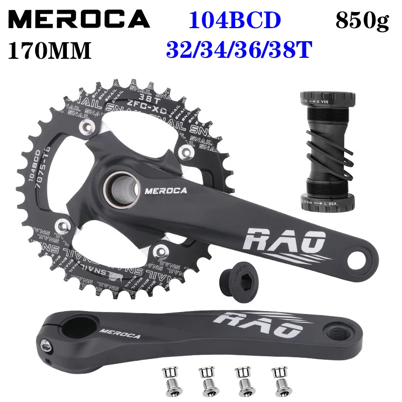 MEROCA Mountain Bicycle Crankset MTB Cranks 170MM Chainring 32/34/36