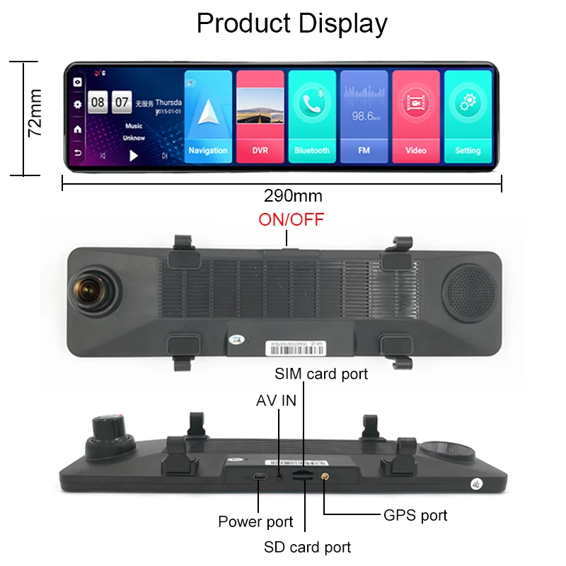 Зеркало видеорегистратор Anfilite 4G adas 12 дюймов Android 8 1 GPS|sport camera|original xiaomi yiaction video camera |