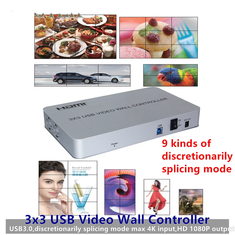 USB3.0 HDMI 4K видео настенный контроллер 3x3 HDTV lcd DJ видео настенный процессор адаптер 1x9 hdmi разветвитель соединитель Сращивание сшивание