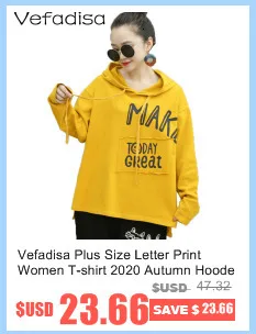 Vefadisa Plus Size Letter Print Women T-shirt 2020 Autumn Hooded Long Sleeve T-shirt Casual Pullover Women T-shirt QYF3716