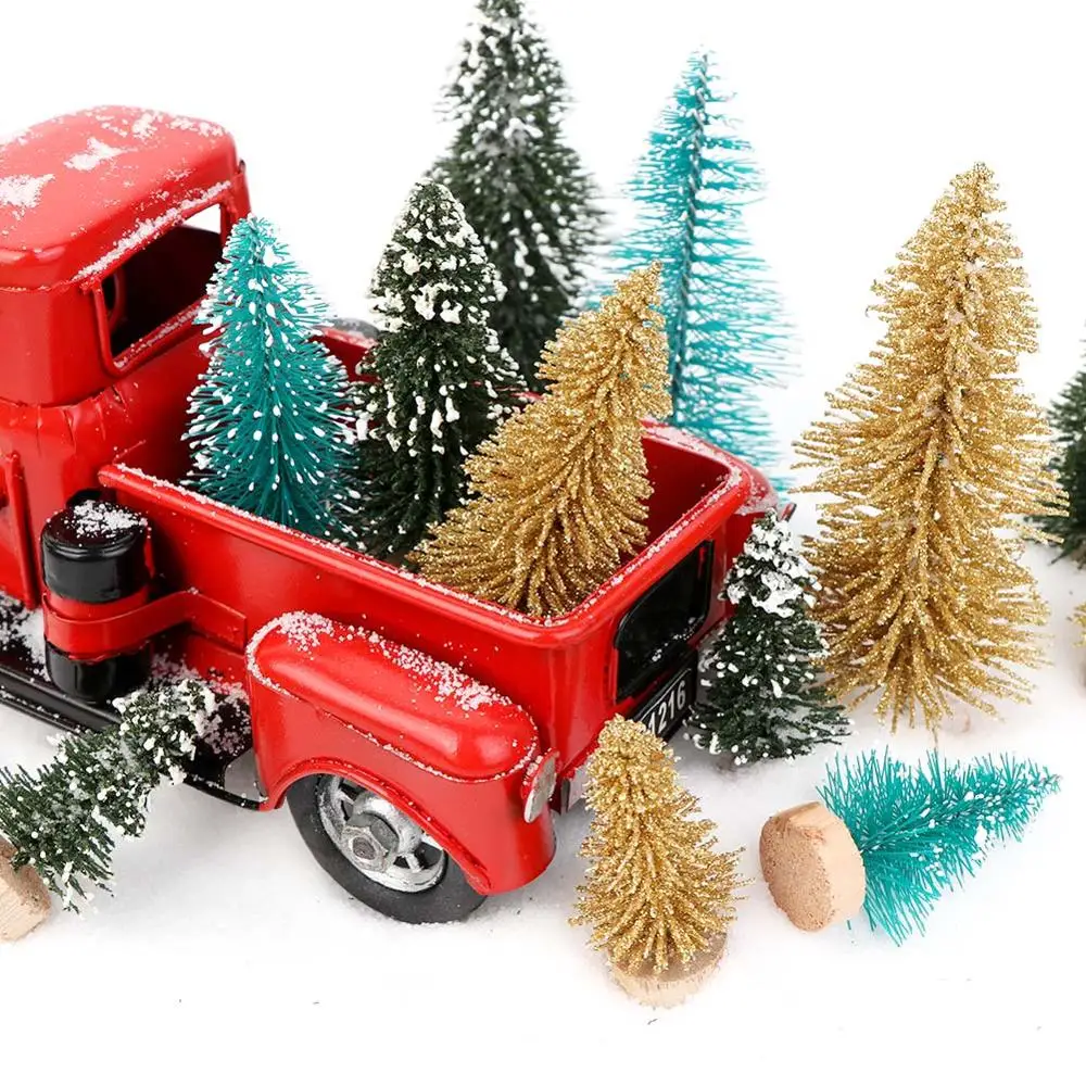 OurWarm Рождественский красный металлический грузовик Винтажный Грузовик Рождественский стол декор ручной работы Детский подарок на день рождения Настольный Декор для дома