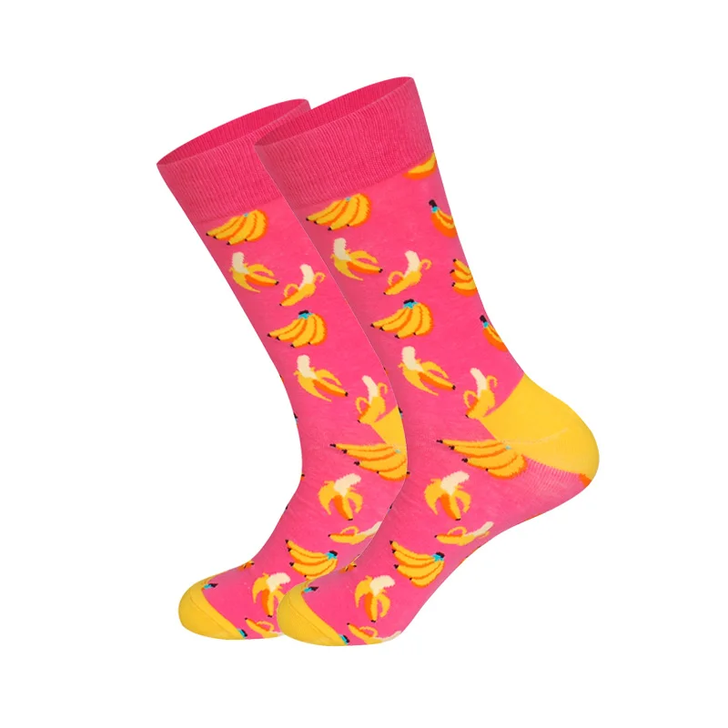 LIONZONE мужские хлопковые носки фруктовая серия Pitaya авокадо, арбуз с изображением клубники, банана вишня мужские и женские унисекс счастливые носки - Цвет: 29