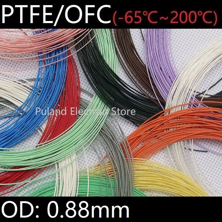 

Teflon Silver Plated Wire OD 0.88mm Soft PTFE Insulate Electron Cable OFC Tinned Copper High Temperature Headphone Line Colorful
