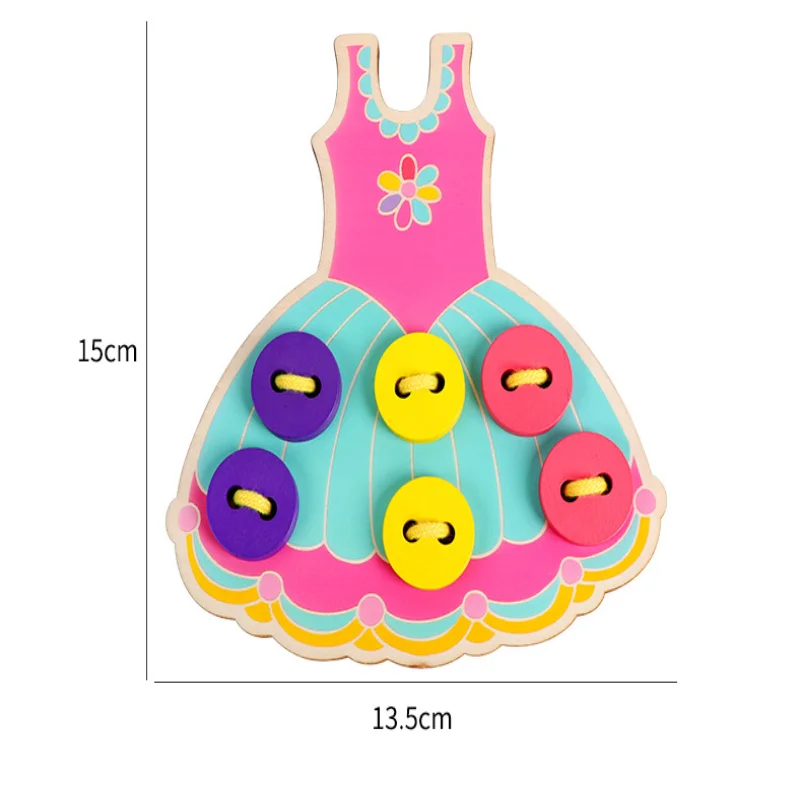 Montessori Toys Educational Wooden Toys for Children Early Learning Beads Lacing Board Toddler Sew On Buttons Teaching Aids