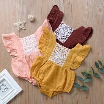 

Newborn Girls Fly Sleeve Lace Toddler Rompers Holiday Ins New Fashion Candy Color Sweet Clothes Romper