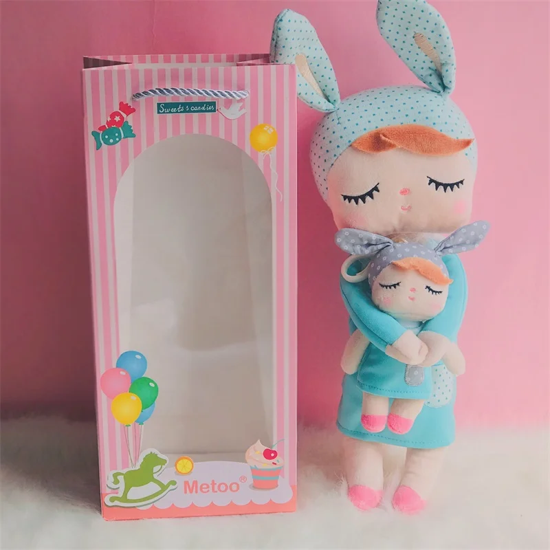 green-box Metoo плюшевые игрушки, мягкие куклы, Angela Dreaming Girl с коробкой, плюшевый кролик, подарок для девочки, игрушки для детей, Рождество, 2 комплекта, 12 дюймов - Цвет: green-box