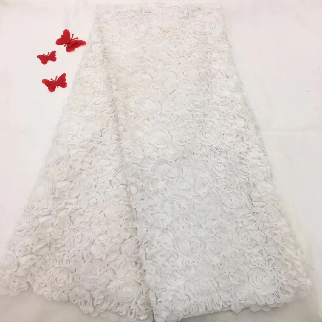 Африканская кружевная ткань из нитей нигерийское Белое Сухое кружево Tissu для Mariage