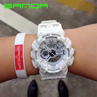 SANDA Mode Elektronische Sport Horloge Vrouwen Horloges Dames Led Digitale Horloge Vrouwelijke Klok Montre Femme Relogio Femini - Цвет: Белый