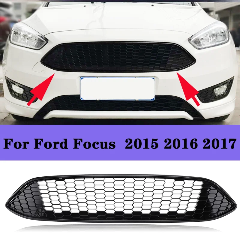 

Black Car Front Bumper Honeycomb Mesh Centre Grill Panel Grille Grill Cover For Ford Focus 2015 2016 2017 Car Accessories