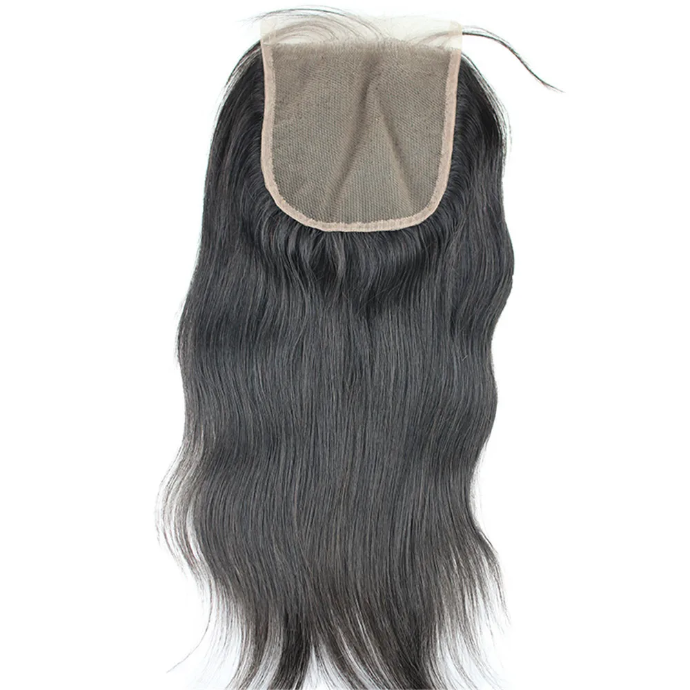 Esewigs 5x5 Cierre de encaje de cabello humano cierre recto Natural con pelo de bebé Pre desplumado libre medio de tres partes de encaje suizo Remy