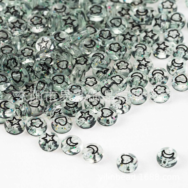 style 100pcs4*7mm acrylic letter beads oblate, star, moon, flower-shaped, heart-shaped mixed DIY jewelry accessories