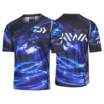 

DAIWA Summer Fishing Clothings Short Sleeve Fishing T-Shirt Outdoor Sports Cycling Tops Black Cotton Baseball Fishing Clothes