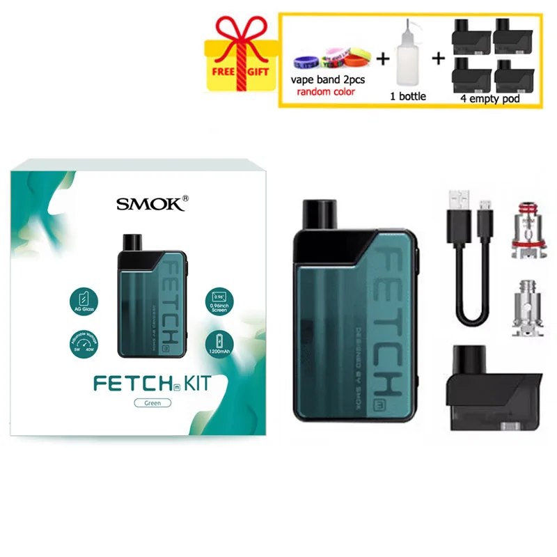 Green SMOK Fetch Mini Pod Vape Kit 3,7 мл Catridge 1200 мАч батарея электронная сигарета с об/мин сетки тройной катушки VS RPM40 испаритель - Цвет: Green
