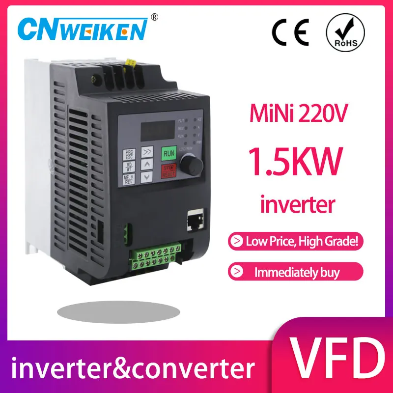 Inverter3 Phase output,In stock Single Phase 220VAC Input 0.75KW 1hp VFD 4A 