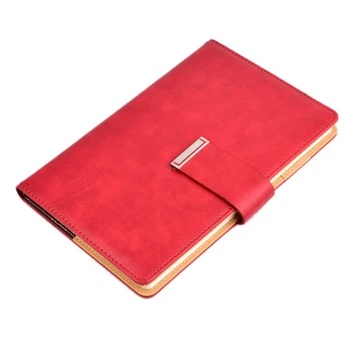

Red Vintage Thick Leather Notebook Buckle Notepad Planner for Office Business Daily Agenda Travel Journals Notes School Supply