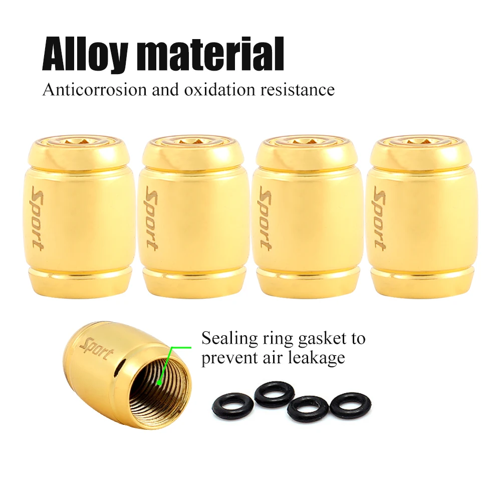DSYCAR 1Set Fashion Zinc Alloy Anti-theft Sport Car Tire Valve Caps Wheel Tires Tire Stem Air Cap Airtight Cover for Car Styling