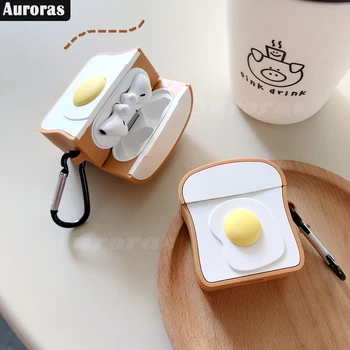 

Auroras For FreeBuds 3 Case Bread And Egg Tosat Design Full Cover Headphone Accessories Protector For HUAWEI Freebuds 3 Cover