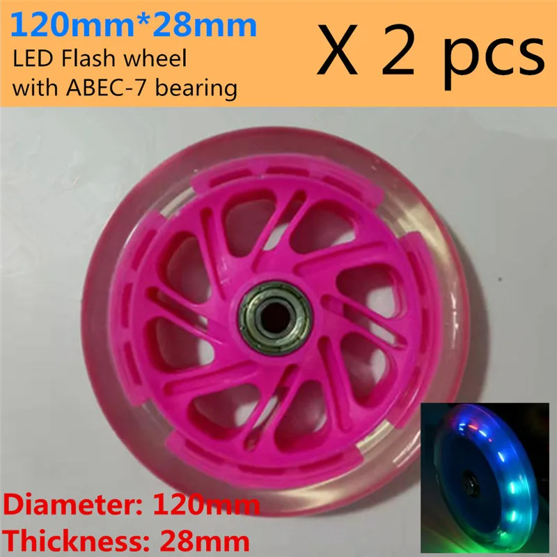 Scooter Wheels 100mm 110mm 120mm Adults Youth 24mm 28mm Inline Cycling Scooter Tire Colorful LED Flash Shine Light 2pcs