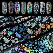 1 Pza láminas para uñas holográficas cielo estrellado transferencia adhesivo envolturas brillantes papel tobogán de agua láser Herramientas de decoración de uñas(China)