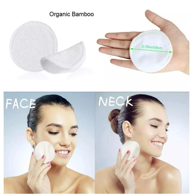 10pcs Bamboofiber Makeup Remover Pads Reusable Puff Washable Cotton Pads Face Cleansing Towel Make-up Wipes Discs Healthy Skin 2