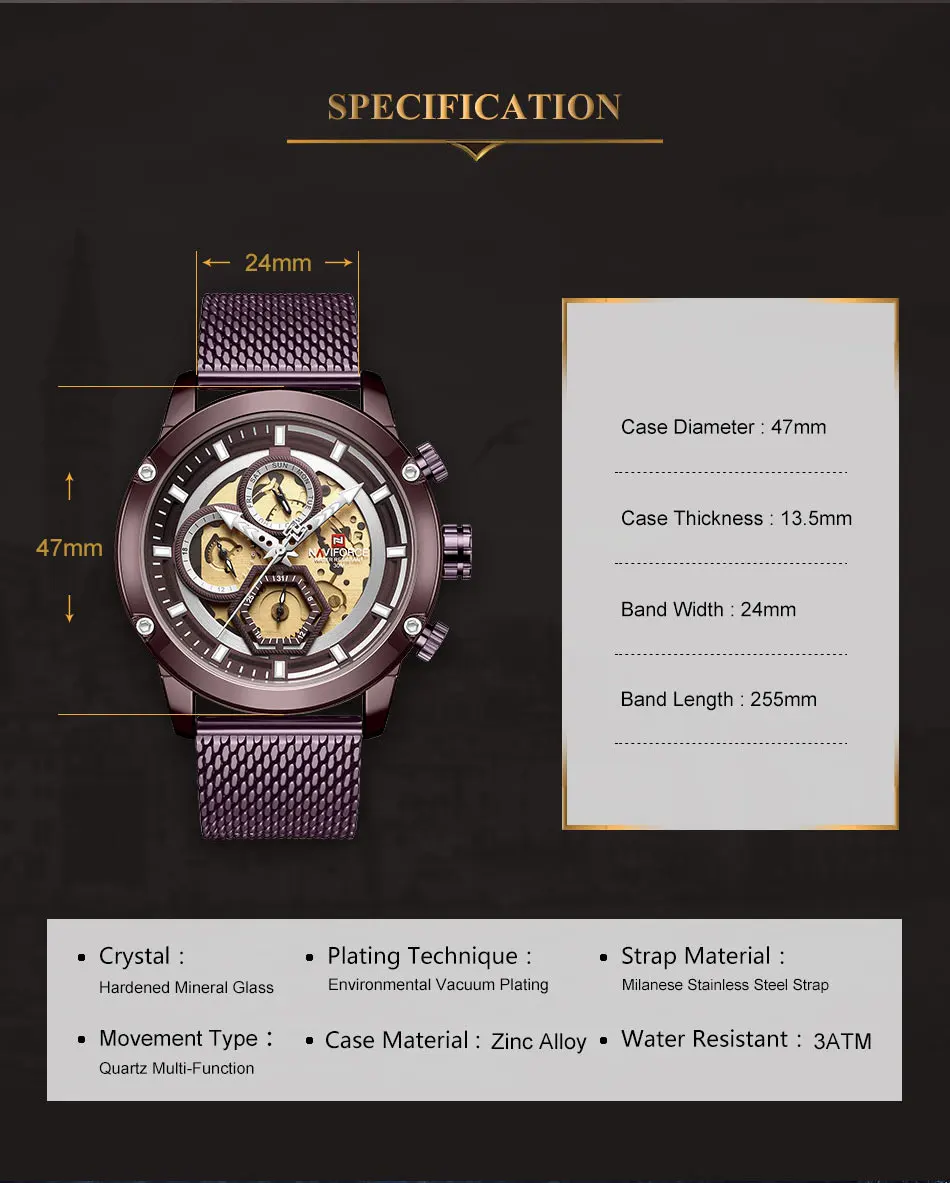 Мужские наручные часы naviforce Топ люксовый бренд Модные армейские милитари, спортивные кварцевые часы мужские водонепроницаемые наручные часы из нержавеющей стали