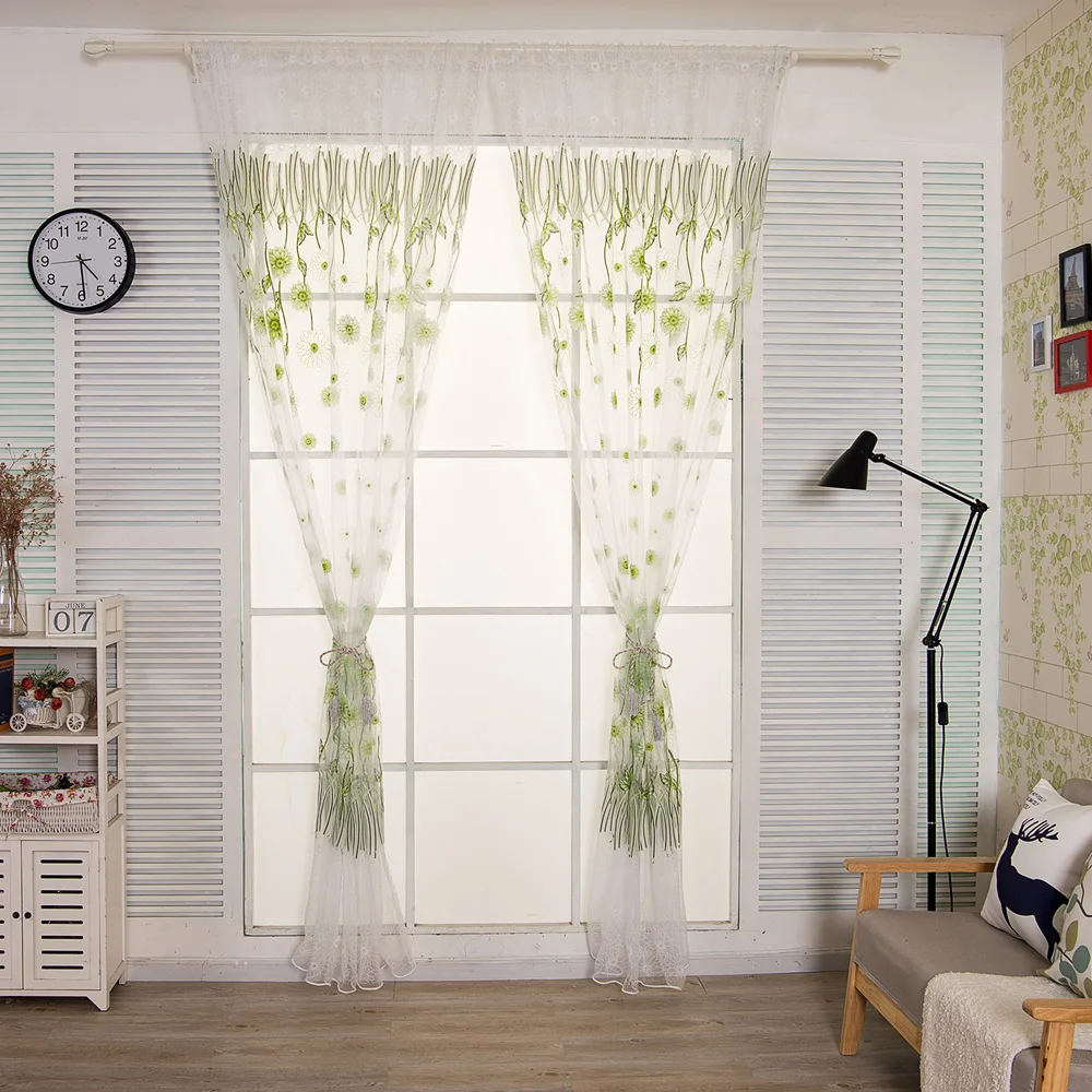 Окно цветок занавеска перегородка комнаты драпировка полиэфирное волокно 200*100 см дверь скрининг вуаль панель идеально