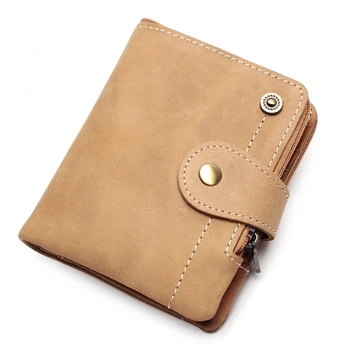 

Functional Crazy Horse Leather Wallet Men Hasp Pocket Mini Card Holder Male Coin Purse Wallet Genuine Short Design Wallet