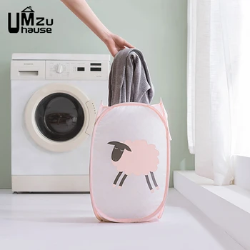 

Dirty Clothes Laundry Basket Cartoon Animal Large Clothing Storage Bags Cute Reusable Mesh Organizer Foldable Home Organization